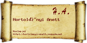 Hortolányi Anett névjegykártya